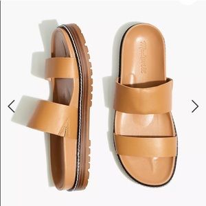 Madewell The Charley Double-Strap Slide Sandal in Desert Camel